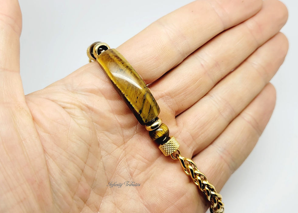 Thumbnail: Brown & Gold Wheat Link Cremation Urn Bracelet