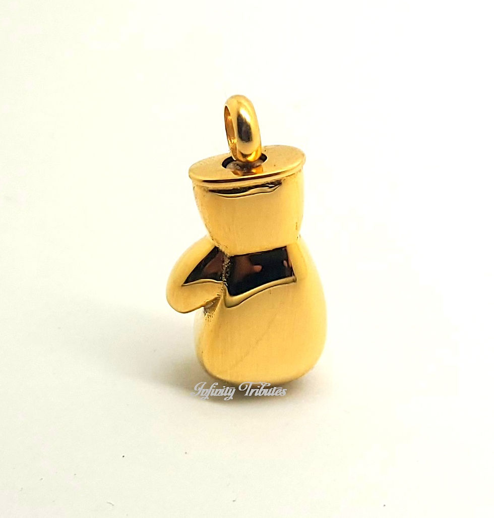 Thumbnail: 24k Gold Plated Boxing Glove Cremation Urn Keepsake Pendant Necklace