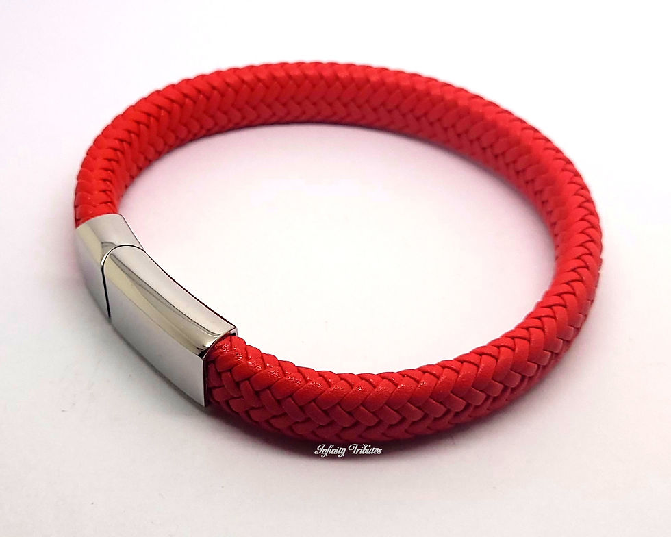 Thumbnail: Red Braided Leather Cremation Urn Ashes Bracelet