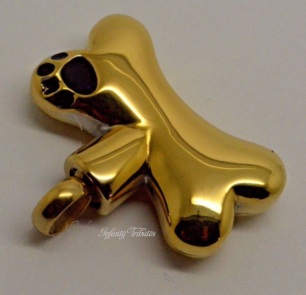Thumbnail: 24k Gold Plated Dog Bone Cremation Urn Necklace