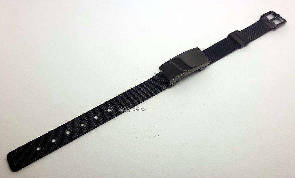 Thumbnail: Gloss Black Mesh ID Bangle Cremation Urn Bracelet