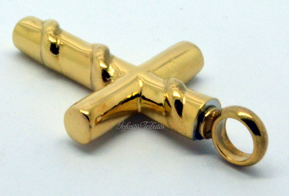 Thumbnail: 24k Gold Plated Wrapped Cross/Crucifix Cremation Urn Necklace