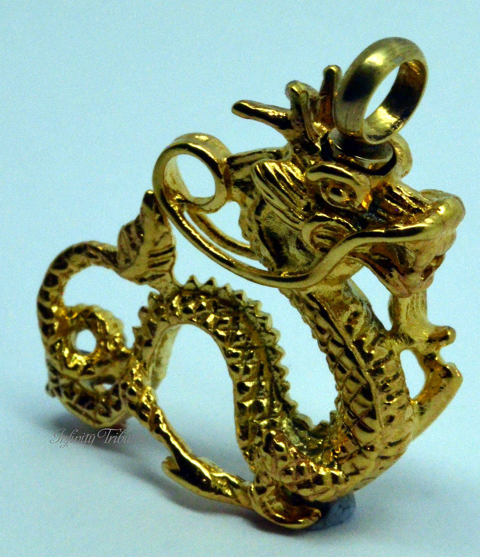 Thumbnail: 24k Gold Plated Dragon Cremation Urn Keepsake Pendant Necklace
