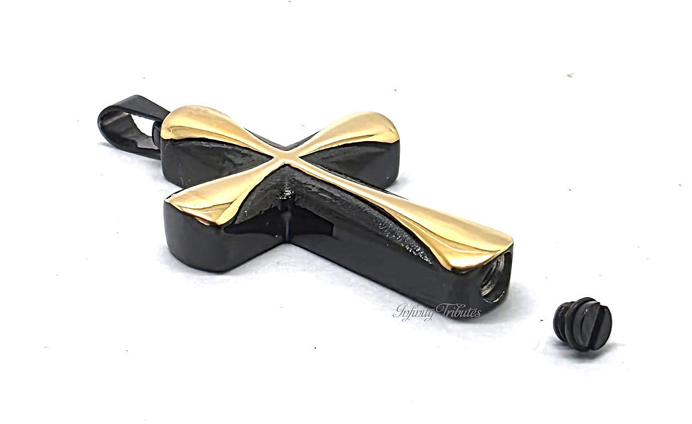 Thumbnail: 24k Gold Plated Cross Cremation Urn Necklace