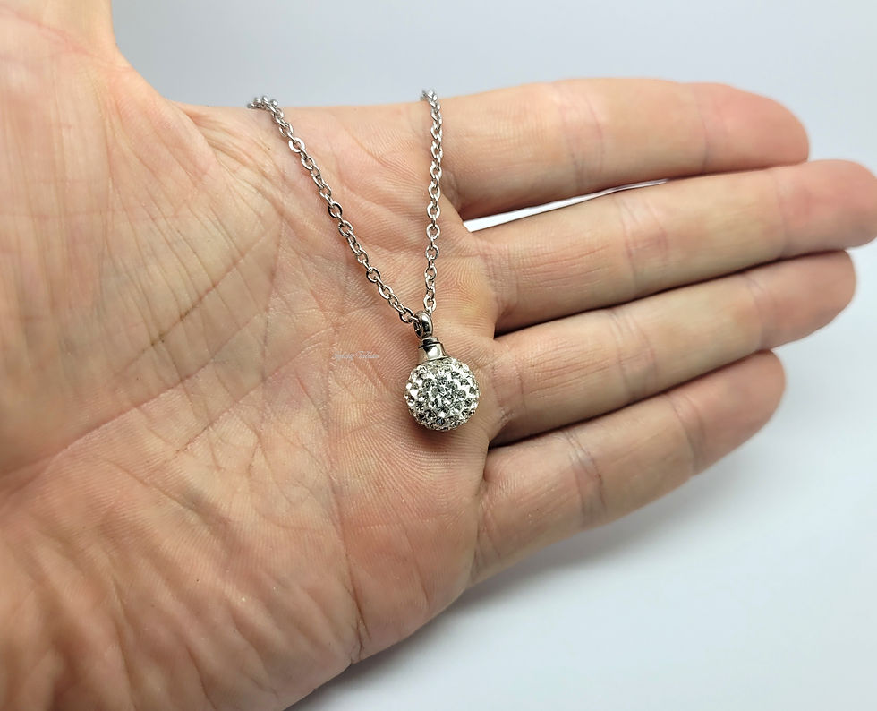 Thumbnail: Cubic Zirconia Ball Cremation Urn Necklace