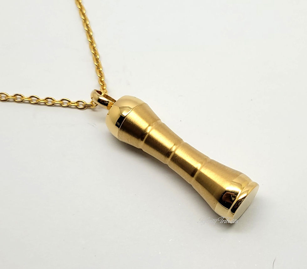Thumbnail: 24k Gold Plated Cylinder Cremation Urn Keepsake Necklace