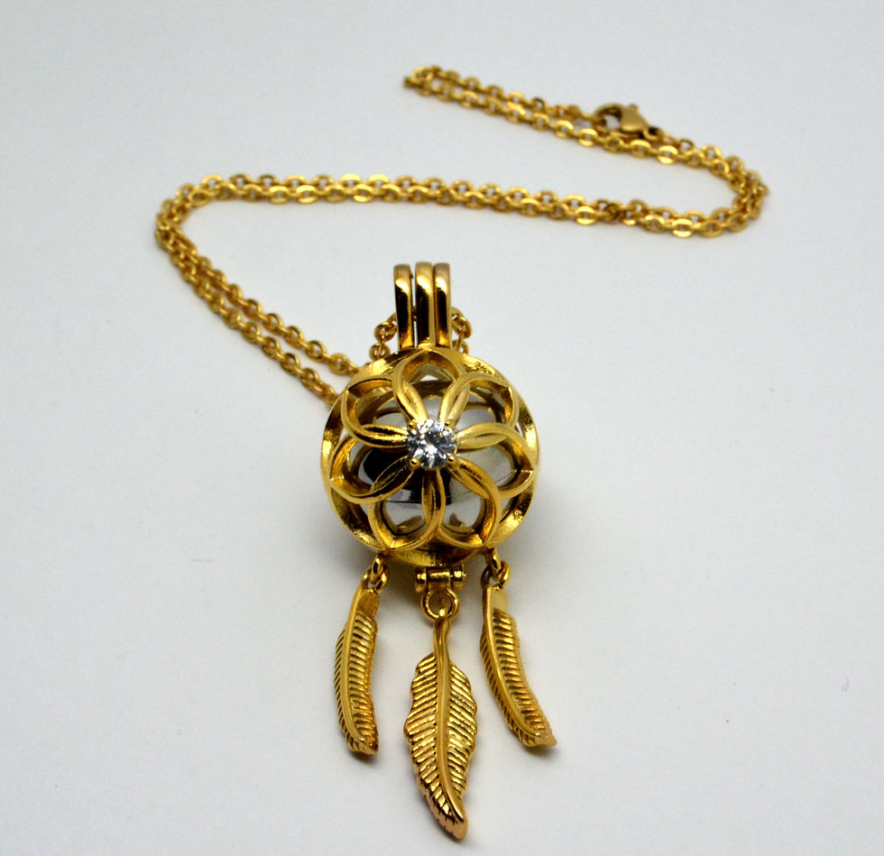 Thumbnail: 24k Gold Plated Dreamcatcher Cremation Urn Keepsake Necklace