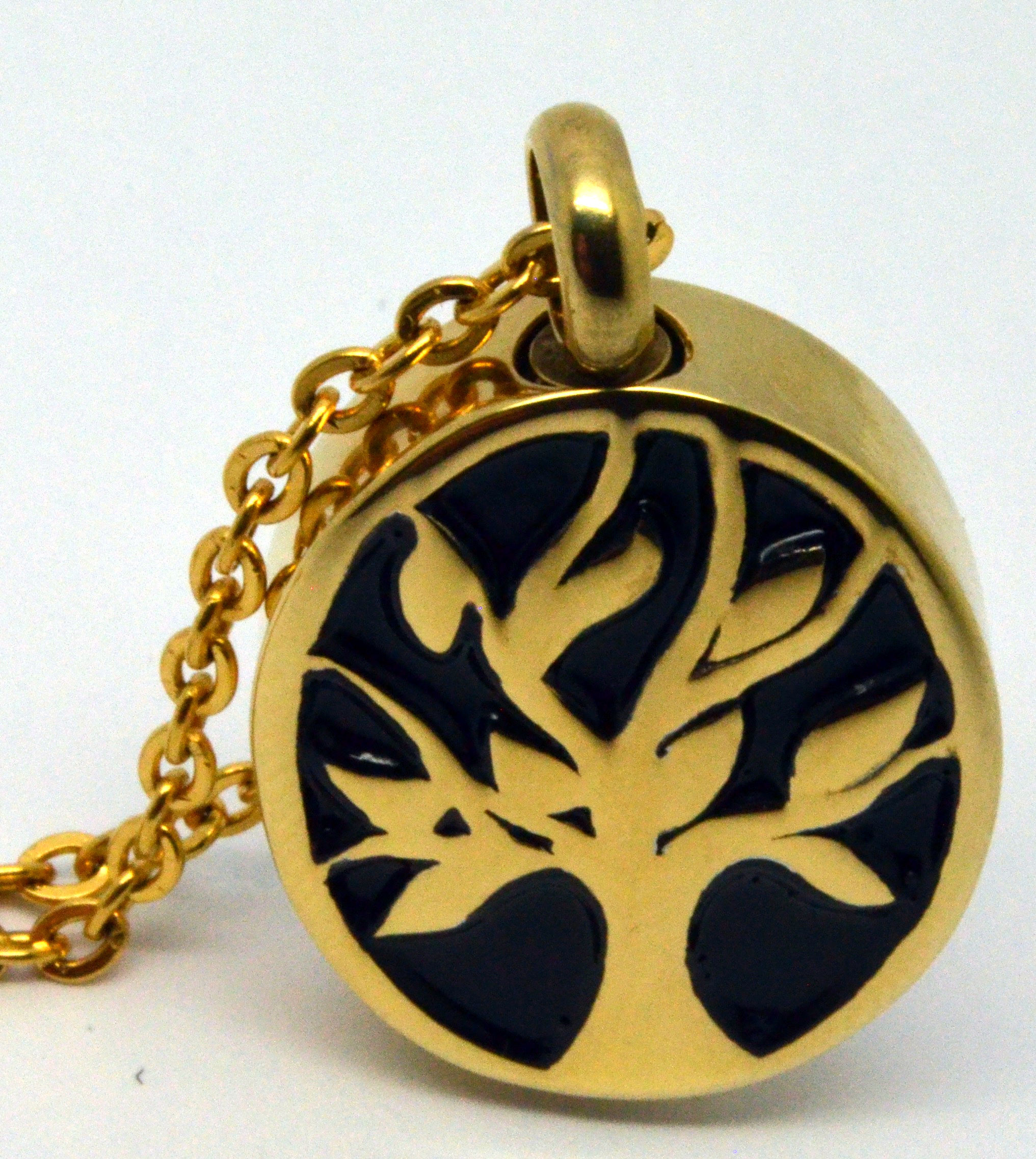 24k Gold Plated Oval Family Tree of Life Cremation Urn Necklace
