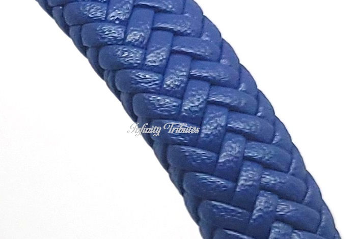 Thumbnail: Blue Braided Leather Cremation Urn Ashes Bracelet