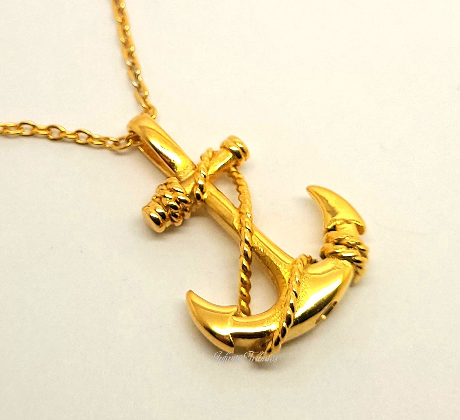 24k Gold Plated Anchor Cremation Urn Keepsake Necklace