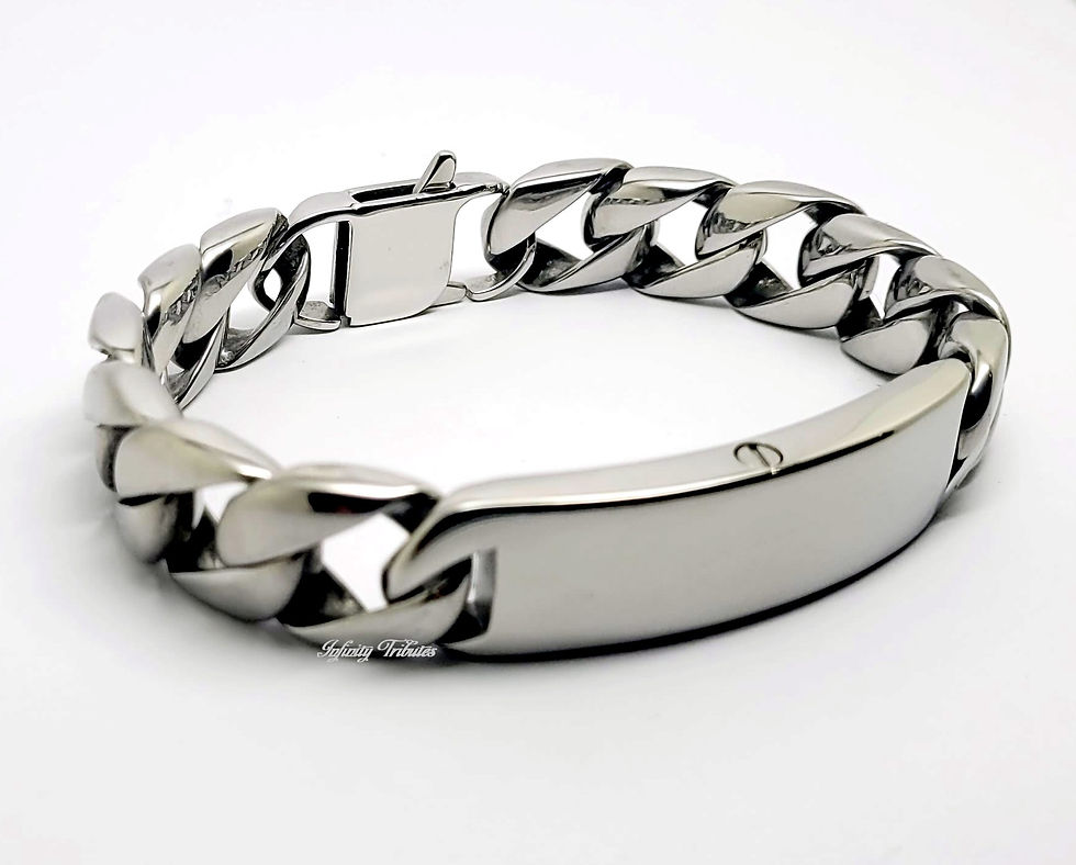 Thumbnail: Chunky ID Curb Cremation Urn Bracelet - Silver