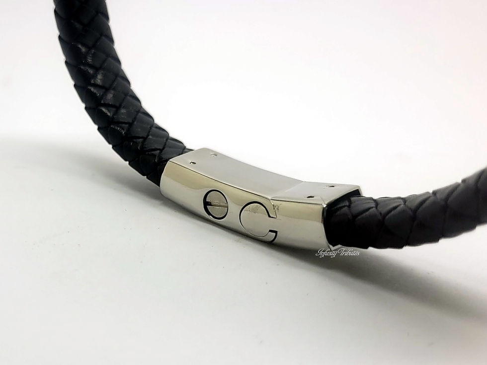 Thumbnail: Infinity Braided Black Leather Cremation Urn Ashes Bracelet