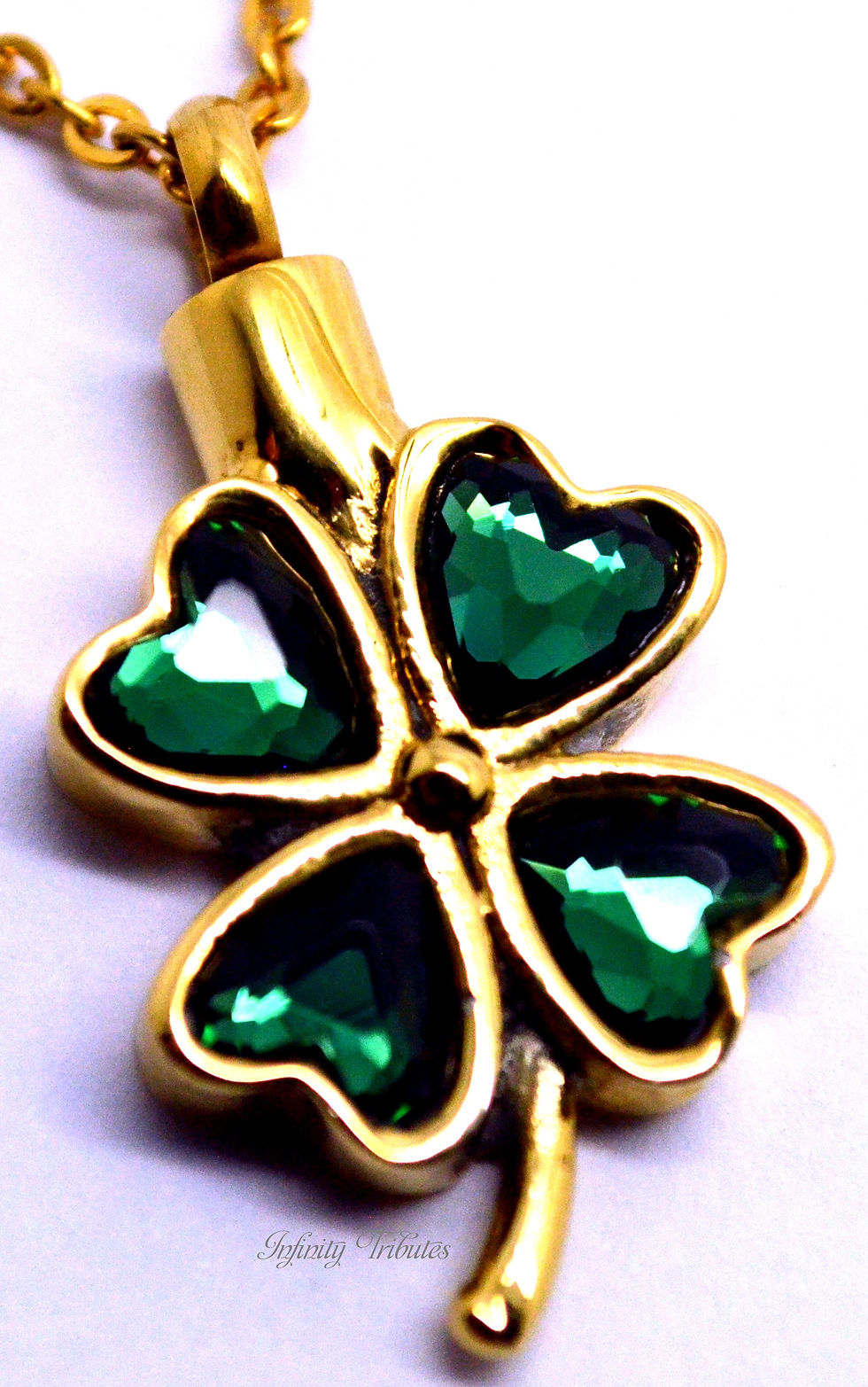 Thumbnail: 24k Gold Plated Clover Cremation Urn Necklace