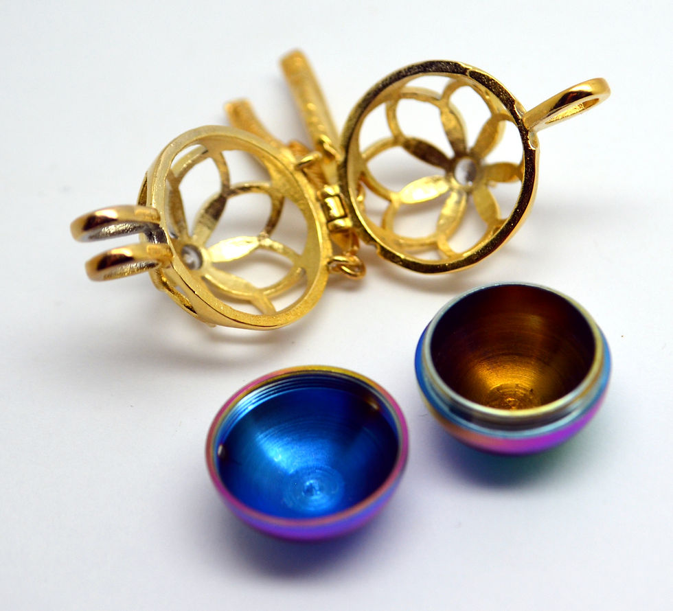 Thumbnail: 24k Gold Plated Rainbow Dreamcatcher Cremation Urn Keepsake Necklace