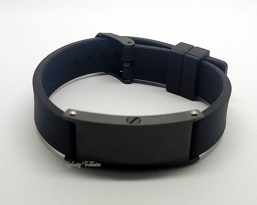Thumbnail: Glass Black Silicone ID Bangle Cremation Urn Bracelet