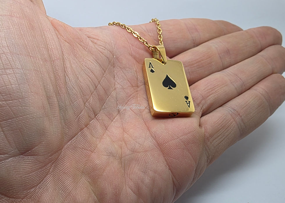Thumbnail: 24k Gold Plated Ace of Spades Cremation Urn Necklace