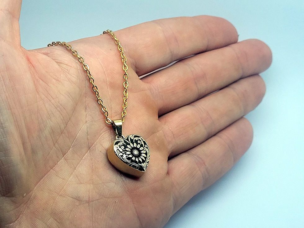 Thumbnail: 24k Gold Plated Cremation Urn Necklace - Sunflower Heart