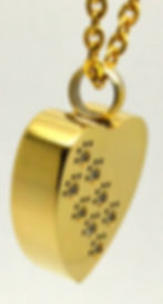 Thumbnail: 24k Gold Plated Pawprint Heart Cremation Urn Necklace