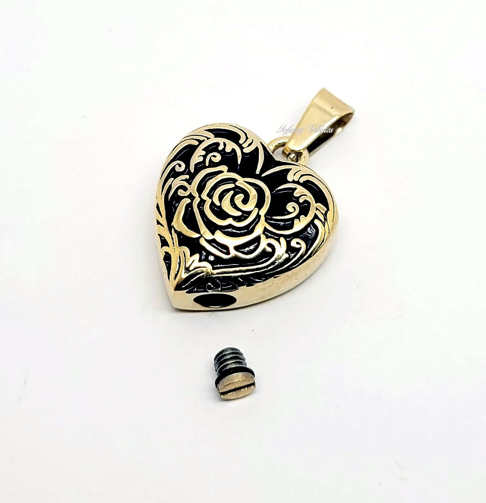 Thumbnail: 24k Gold Plated Cremation Urn Necklace - Rose Flower Heart
