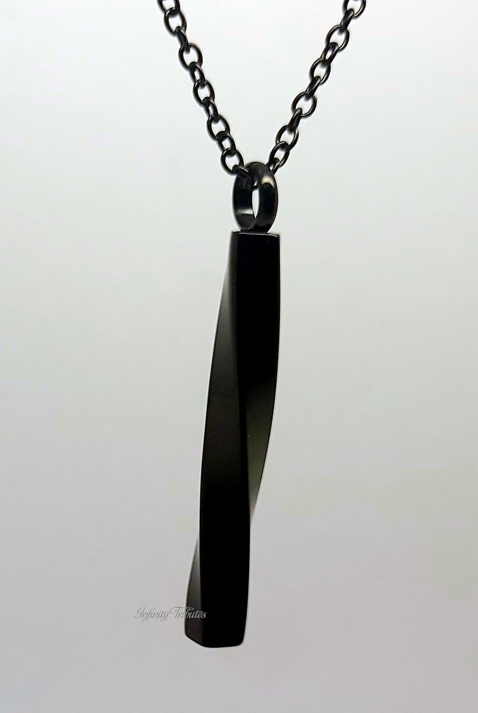 Thumbnail: Gloss Black Twisted Bar Cremation Urn Keepsake Pendant Neck