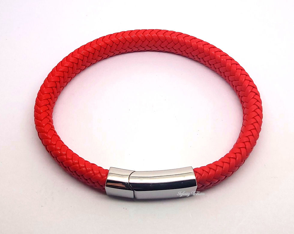 Thumbnail: Red Braided Leather Cremation Urn Ashes Bracelet