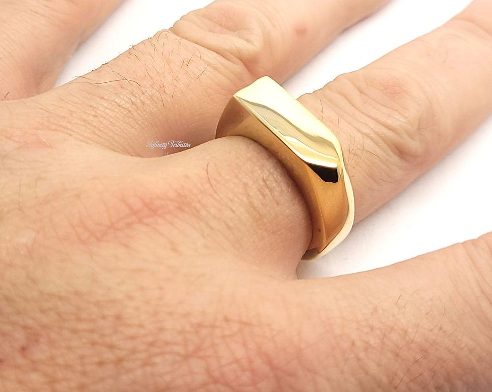 Thumbnail: Cremation Urn Finger Ring - Silver Black 24k Gold Plated Keepsake