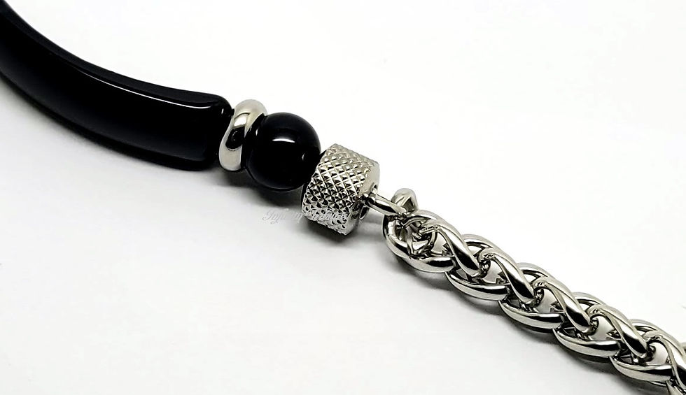 Thumbnail: Black & Silver Wheat Link Cremation Urn Bracelet