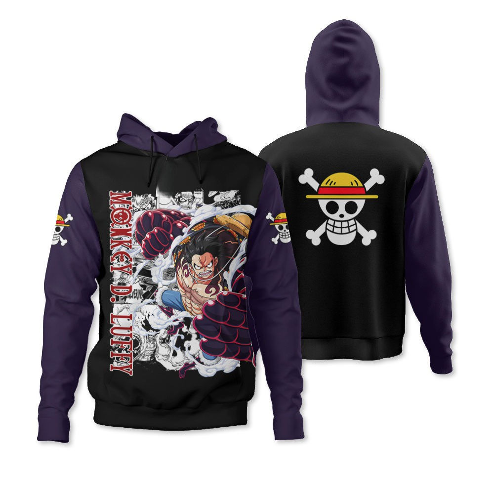Men's One Piece Monkey D. Luffy 2026 Hoodie Breathable Luffy Gear 4 Print Street