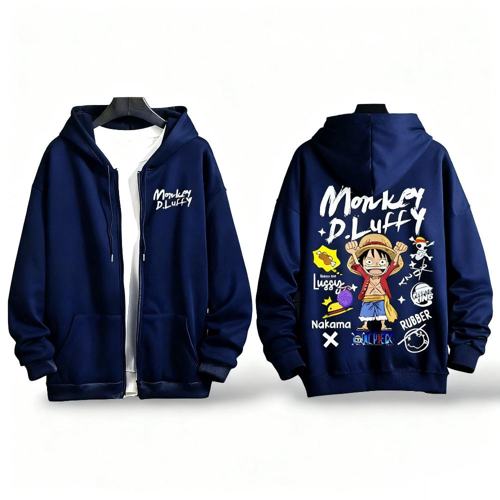 One Piece Anime Luffy Hooded Jacket Men Women Zip Up Sweatshirt Graphic Print St