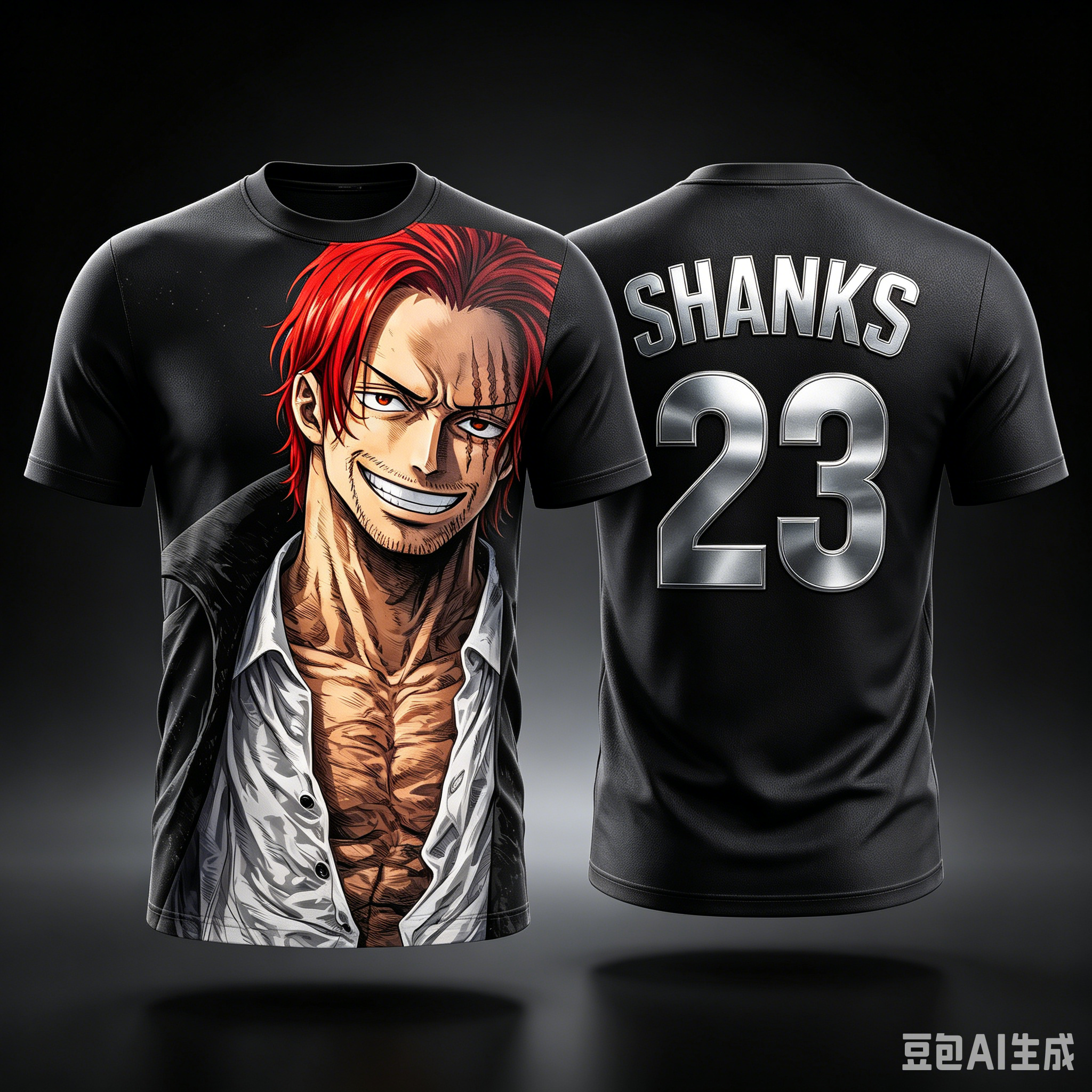 2026 New One Piece Red Hair Shanks Children's Shirt No.23 Large Loose Breathable