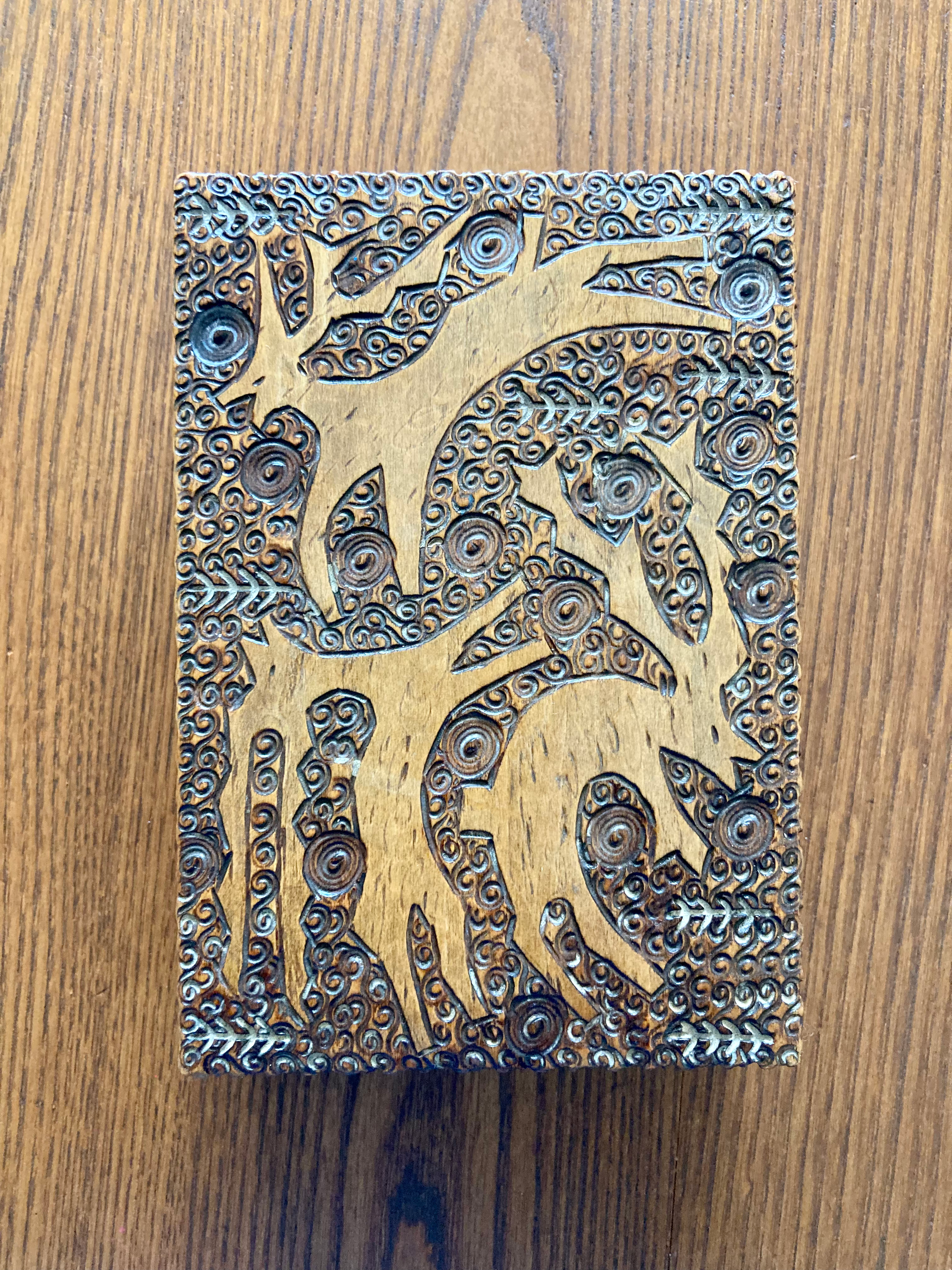 Beautiful vintage Russian wooden carved box