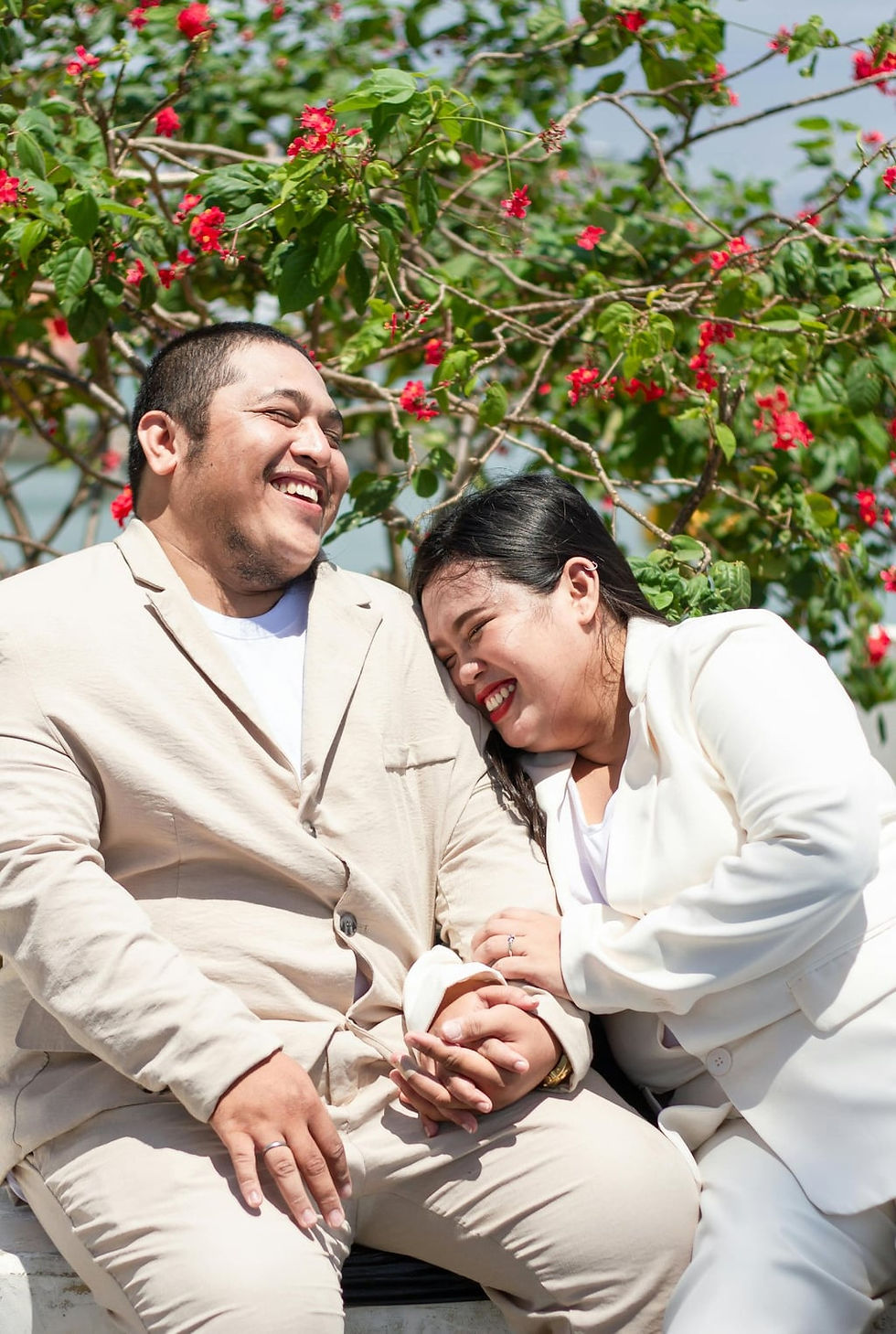 Happy couple laughing together