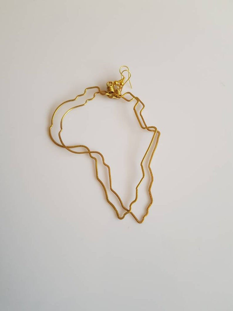 Miniature : Motherland Earrings (Solid Hammered Brass - Africa-shaped)