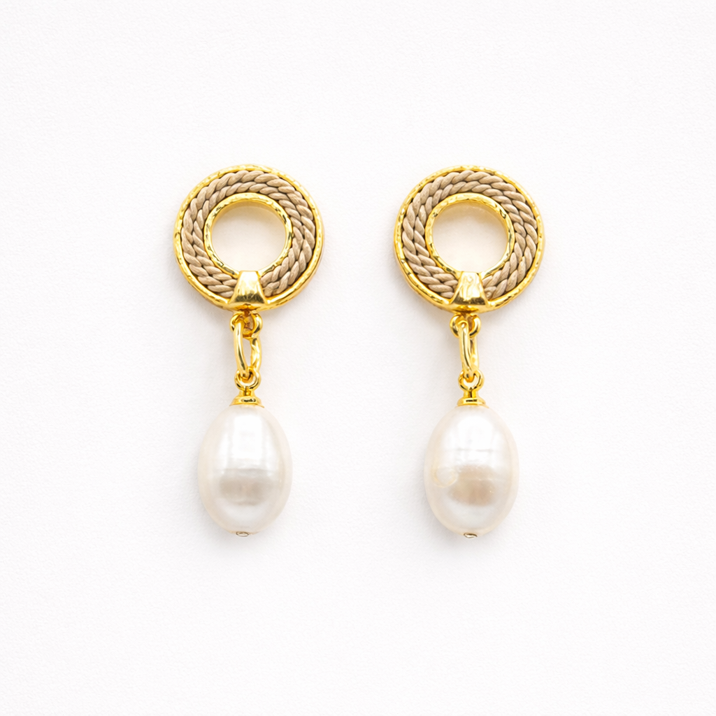 Angatu Freshwater Pearl Charm & Gold Plated Drop Earrings