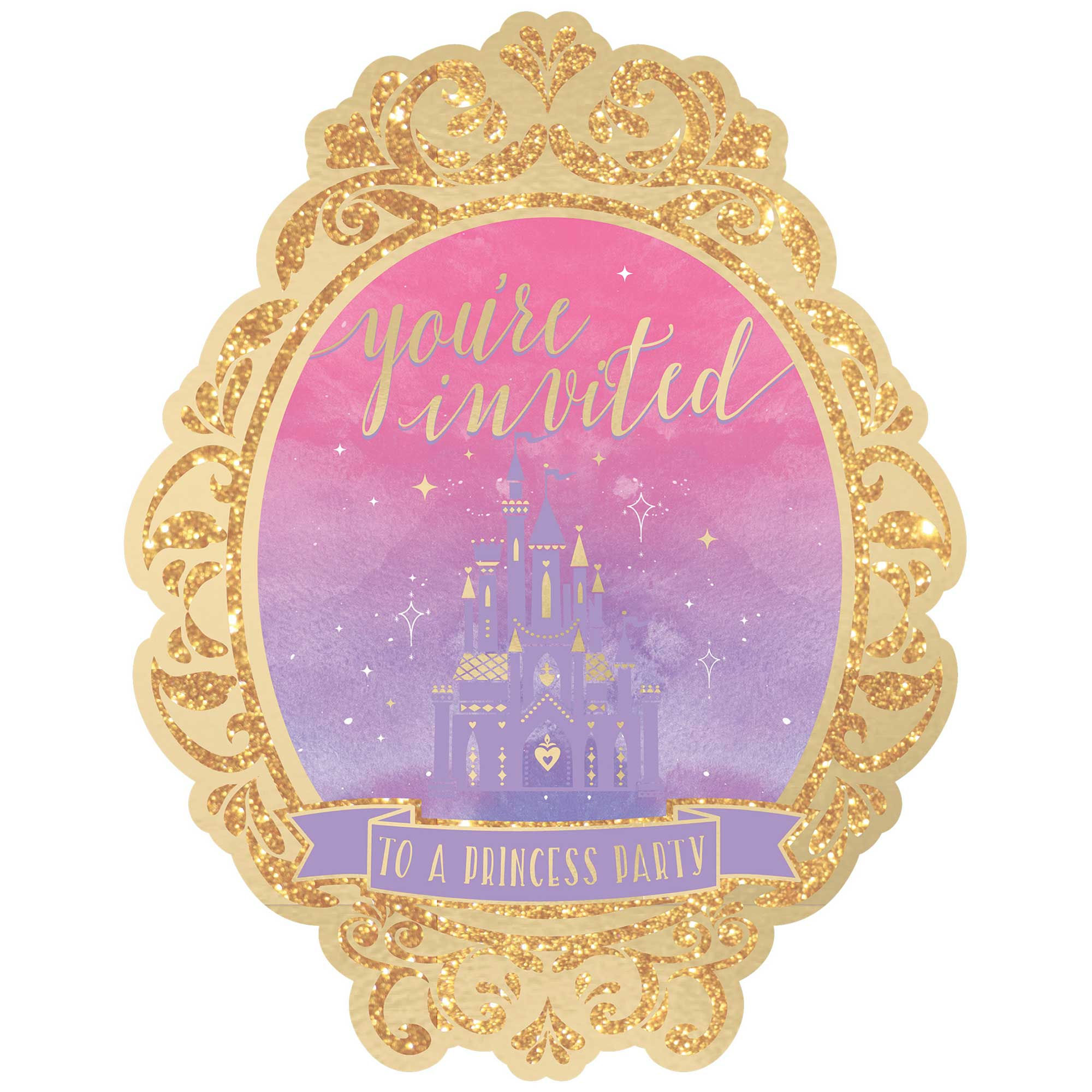 Disney Princess Once Upon A Time Glittered Invitations