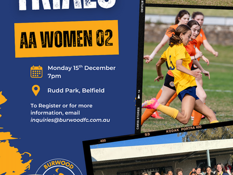 AA Women 02 Trial date - Location updated to Tempe Park