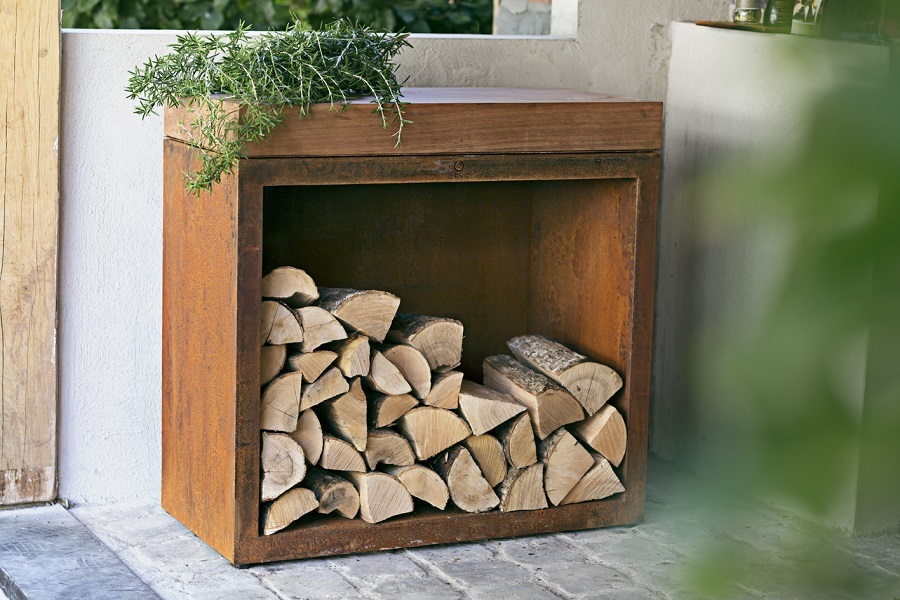 OFYR BUTCHER BLOCK STORAGE 90 CORTEN TEAK WOOD - תמונה ממוזערת 2