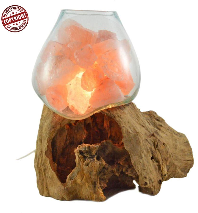LAMPADA DI SALE "UNICA" VETRO E LEGNO Ø 22 CM DA 7 A 10 KG CIRCA