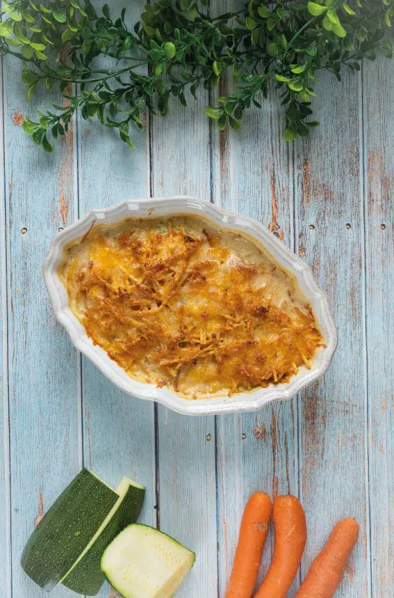 Gratinado desperdício zero com bechamel saudável