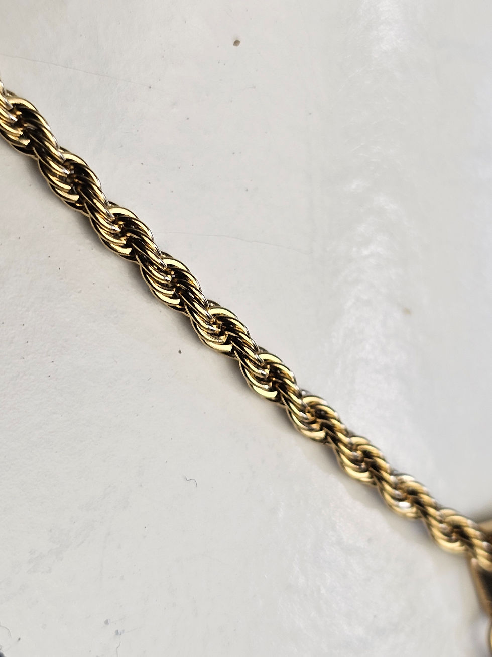 Miniature : Collier acier inoxydable et bouton upcyclé noir