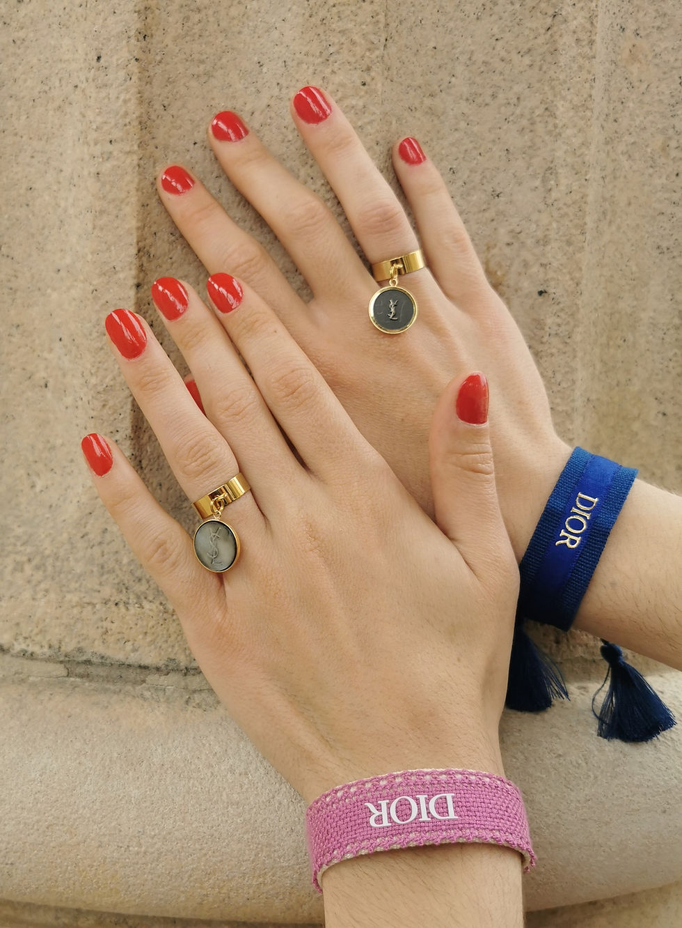 Miniature : Bague ajustable bouton upcyclé, en acier inoxydable
