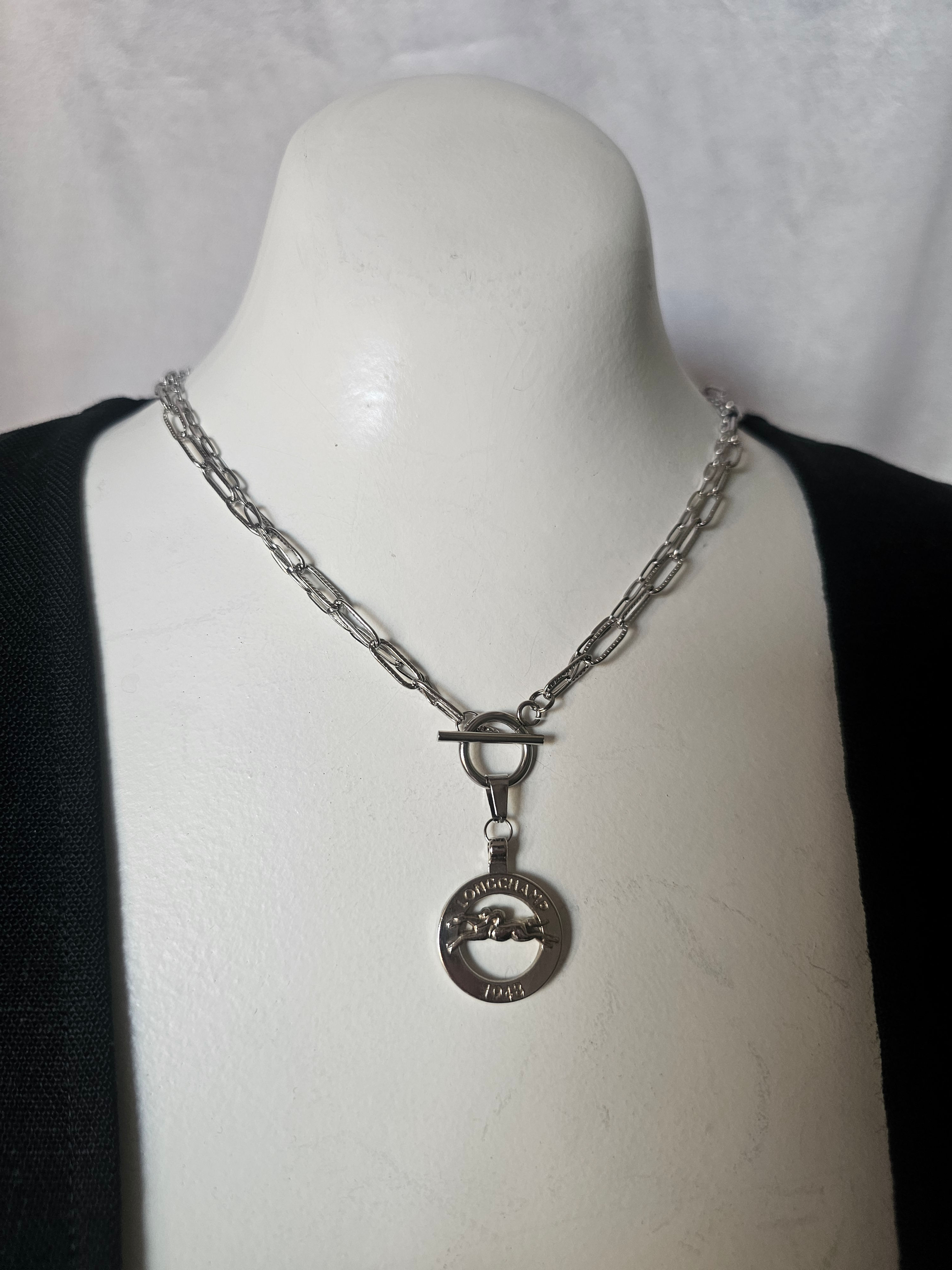 Collier accessoire upcyclé, chaîne en acier inoxydable