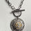 Miniature : Collier acier inoxydable et bouton upcyclé argent
