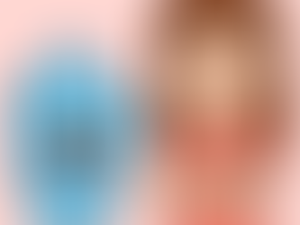 Blue puzzle character sobbing and overwhelmed beside a tall teen girl with long brown hair and crossed arms, visually showing sibling-induced sensory stress.