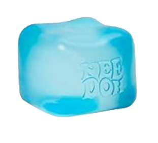 Light blue NeeDoh Nice Cube sensory toy resting on a flat surface, shown in a soft, squishy shape — ideal for calming, stress relief, and sensory play.