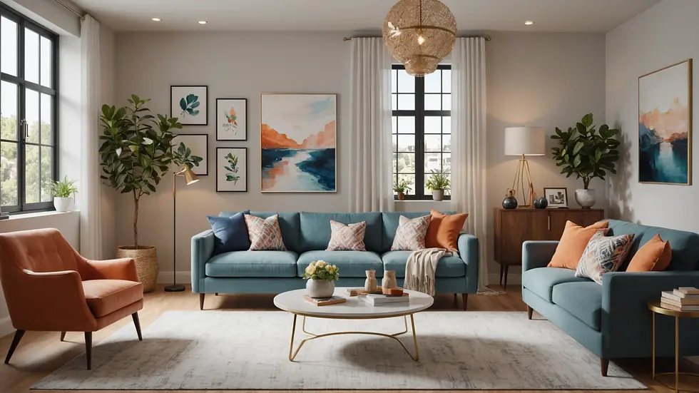 A transformed living space showcasing personalized decor and design