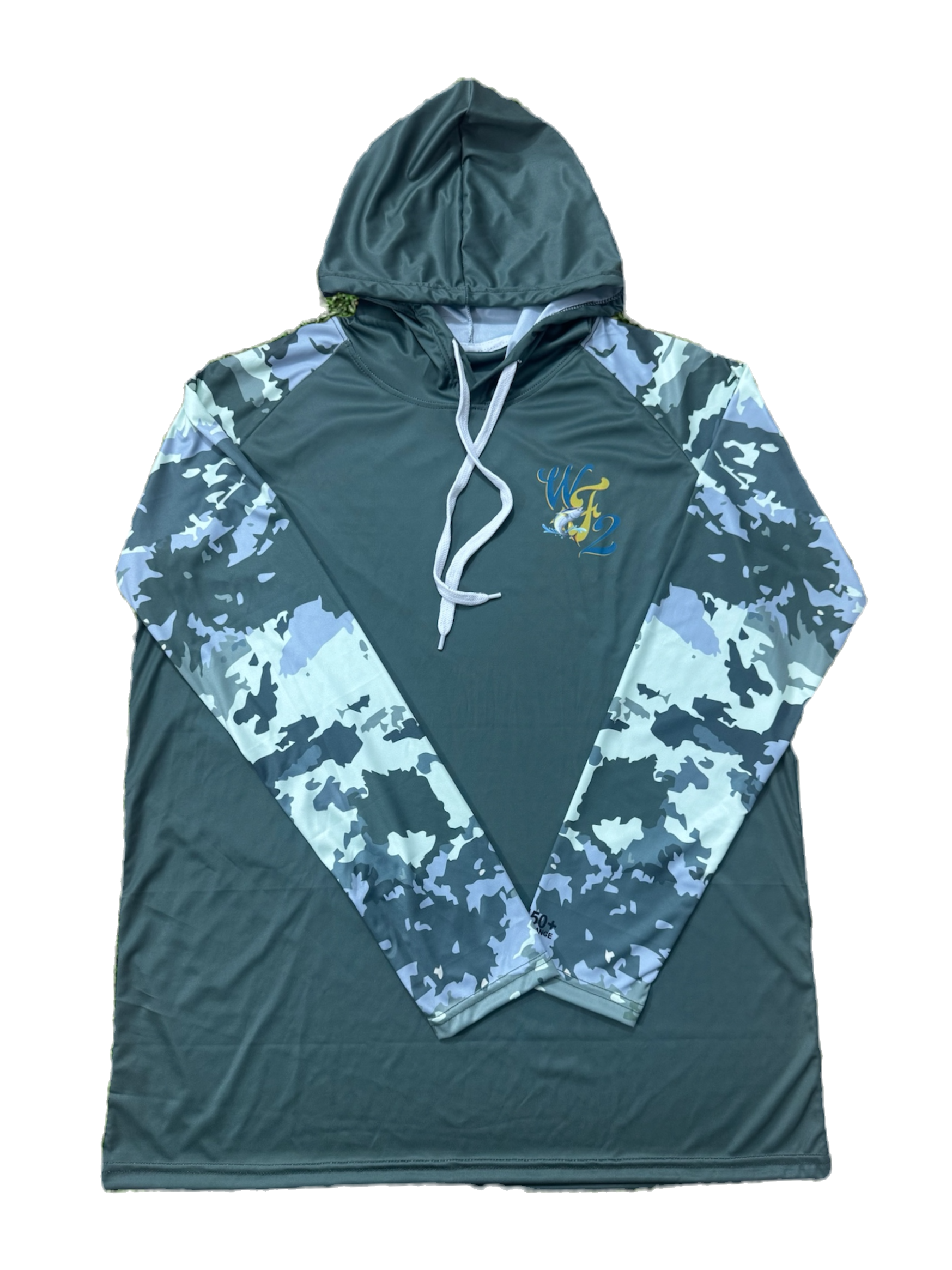 WF2 Long Sleeve - Green w/ Camo Sleeves Hoody