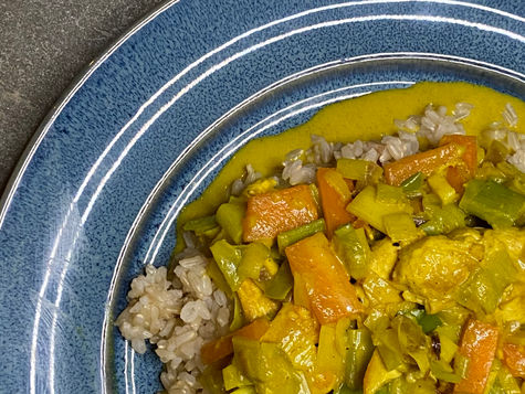 Kylling i karry-kokos & brune ris