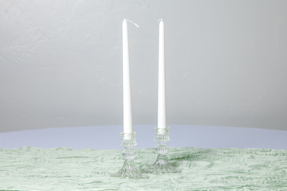 Thumbnail: White taper candles in clear glass holders