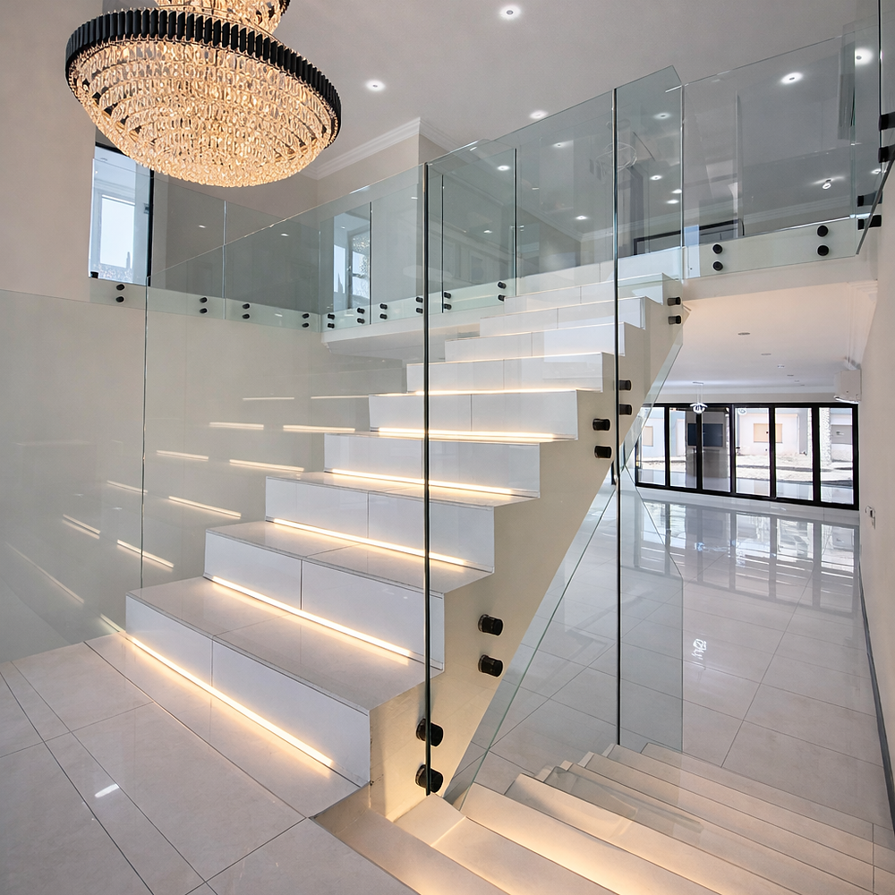 Capra Projects | Luxurious staircase with frameless glass solutions